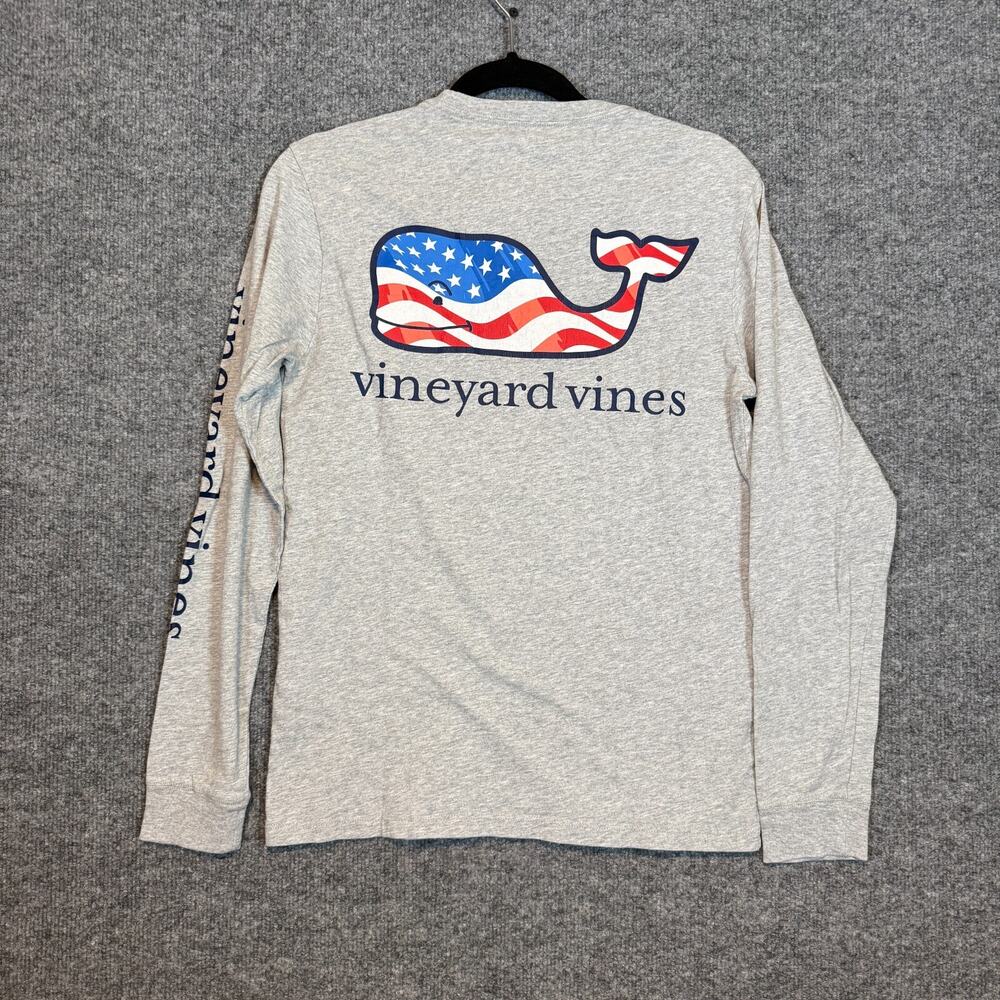 Vineyard Vines Shirt Womens XS Gray American USA Whale Crewneck Tshirt‎ Long Slv